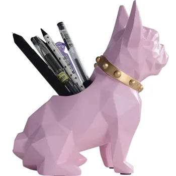 

Dog Resin Figurine Pen Holder Desk Organizer Office Accessories Storage Desk Pencil Pot Holder For Desk Pen Craft Gift WM6