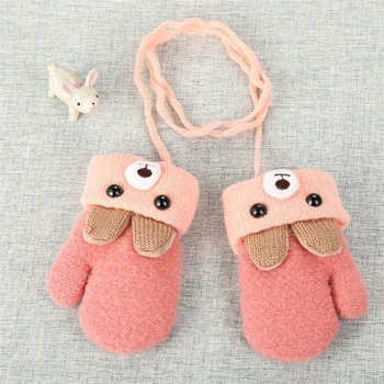 

Infant Patchwork Thicken Mittens Children Outdoor Warm Gloves High Quality Cartoon Knitted Wool Winter Gloves Girls Boy Kids