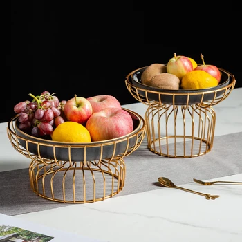 

Home Decoration Plate Ceramic Iron Fruit Plate Dessert Fruit Snacks Candies Plate Kitchen and Living Room Decoration Accessories