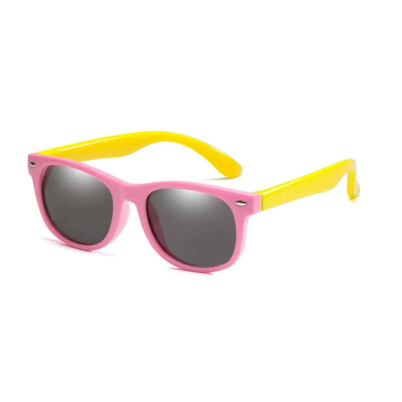 Гибкие поляризованные детские солнцезащитные очки, детские черные солнцезащитные очки для маленьких девочек и мальчиков, солнцезащитные очки, очки, От 2 до 11 лет, детские очки - Цвет линз: Pink Yellow
