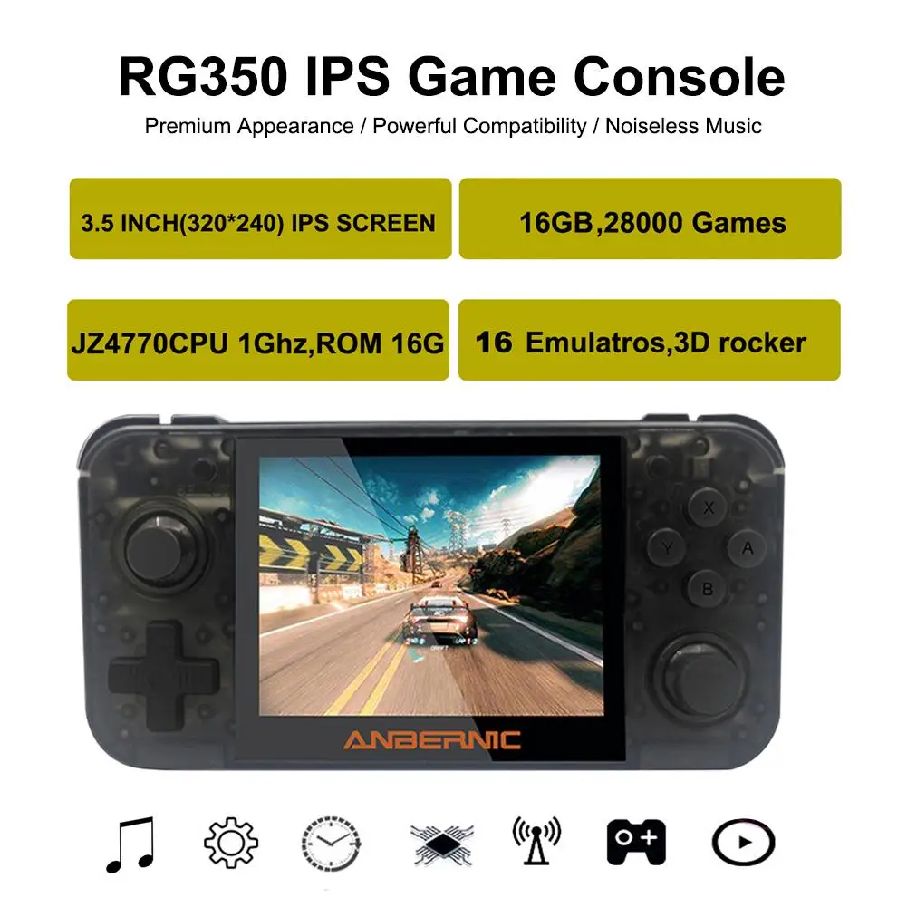 3" Color Screen Handheld Gaming Device DDR2 512M+16G 2500mAh RG350 IPS Games Retro Console Pocket Gamepad Support 128G TF