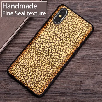

Cowhide Phone Case For iPhone 7 8 X Xr Case Seal texture For iPhone 6 6s 7p Xs max 11 11 pro Case