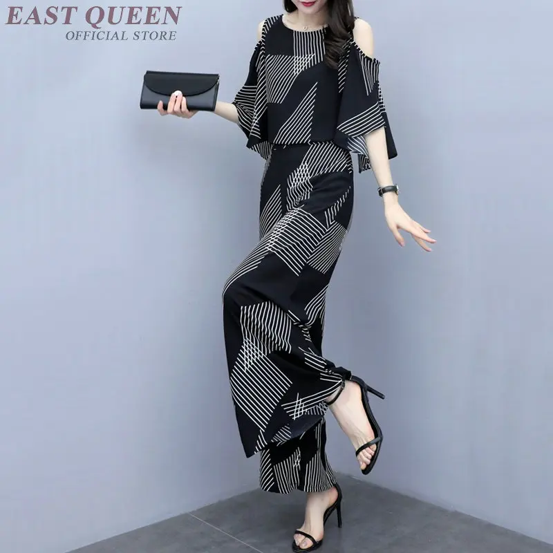 

Summer Style 2 Piece Sets Womens Outfits Striped Wide Leg Pants And Top Two Piece Set Korean Pants Suits Elegant Woman AA4877
