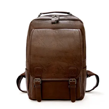 

Men Backpack Leather School Rucksack Business Travel Bag College Student Bags Casual bookbag