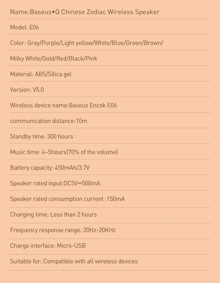 Baseus, милый беспроводной мини-динамик, Bluetooth 5,0, 3W, звуковая система, стерео музыка, объемный, водонепроницаемый, портативный, для улицы, громкий динамик