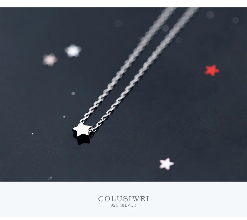 Colusiwei, настоящее 925 пробы, серебряное, милое, крошечные звезды, колье, ожерелье для женщин, Простой корейский стиль, ювелирное изделие, подарок, хорошее ювелирное изделие
