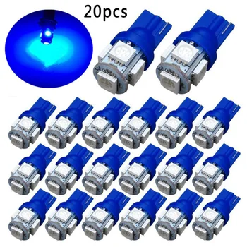 

20pcs Car Light Lamps Luminous Beam T10 LED 2825 192 194 5050 5 SMD Universal Indicator Set Interior Parts Bulbs