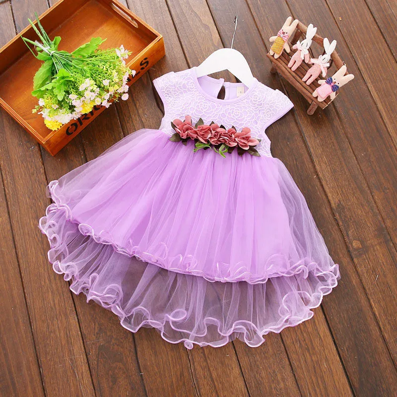Летнее милое фатиновое кружевное платье-пачка для маленьких девочек милое бальное платье с цветочным рисунком для маленьких девочек, для танцев, свадьбы праздничные платья принцессы От 0 до 3 лет