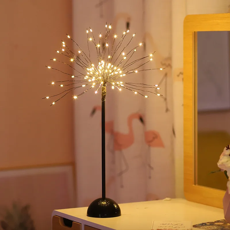 

Led Dandelion_lamp 100 LED Firework Starburst Light Desk Table lamps Night light USB/Battery powered for Home Party