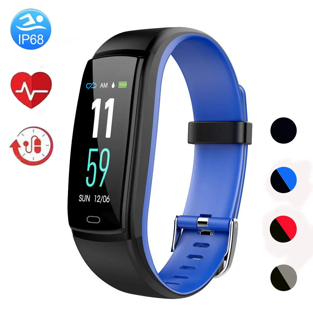 

Smart Fitness Bracelet Watch Swimmable Color Screen Heart Rate Monitor Blood Pressure Message Display SmartWatch for Women Men