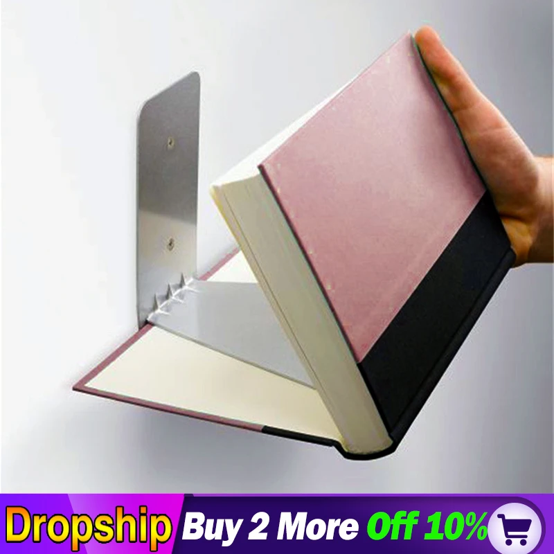 cheap Iron book shelf wall invisible bookshelf for home decoration Floating Bookshelf Bookend Escolar school Offices library study 3D