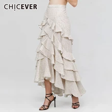 CHICEVER, Женская Асимметричная плиссированная юбка с оборками, завышенная талия, осень, модная новая одежда