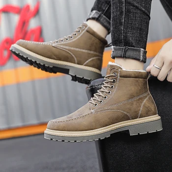 

2020 New Snow Boots Protective Wear-resistant Man Boots brand design Warm Comfortable Winter Walking Boots Big Size 39-44