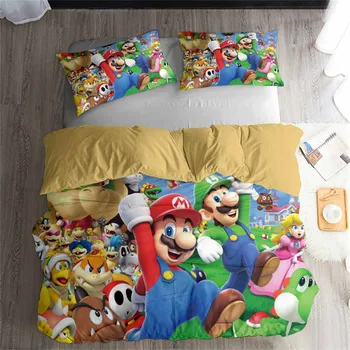 

HELENGILI 3D Bedding Set Mario Party Print Duvet Cover Set Bedcloth with Pillowcase Bed Set Home Textiles #MLA37