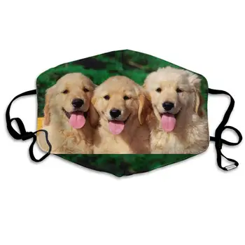 

Golden Retriever With Smiling Face Washable Reusable Mask, Cotton Anti Dust Half Face Mouth Mask For Kids Teens Men Women With