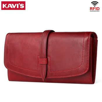 

2020 New Fashion Genuine Leather Women Wallet Long Cowhide Multiple Cards Holder Clutch Female Purse Standard Wallets for Girls