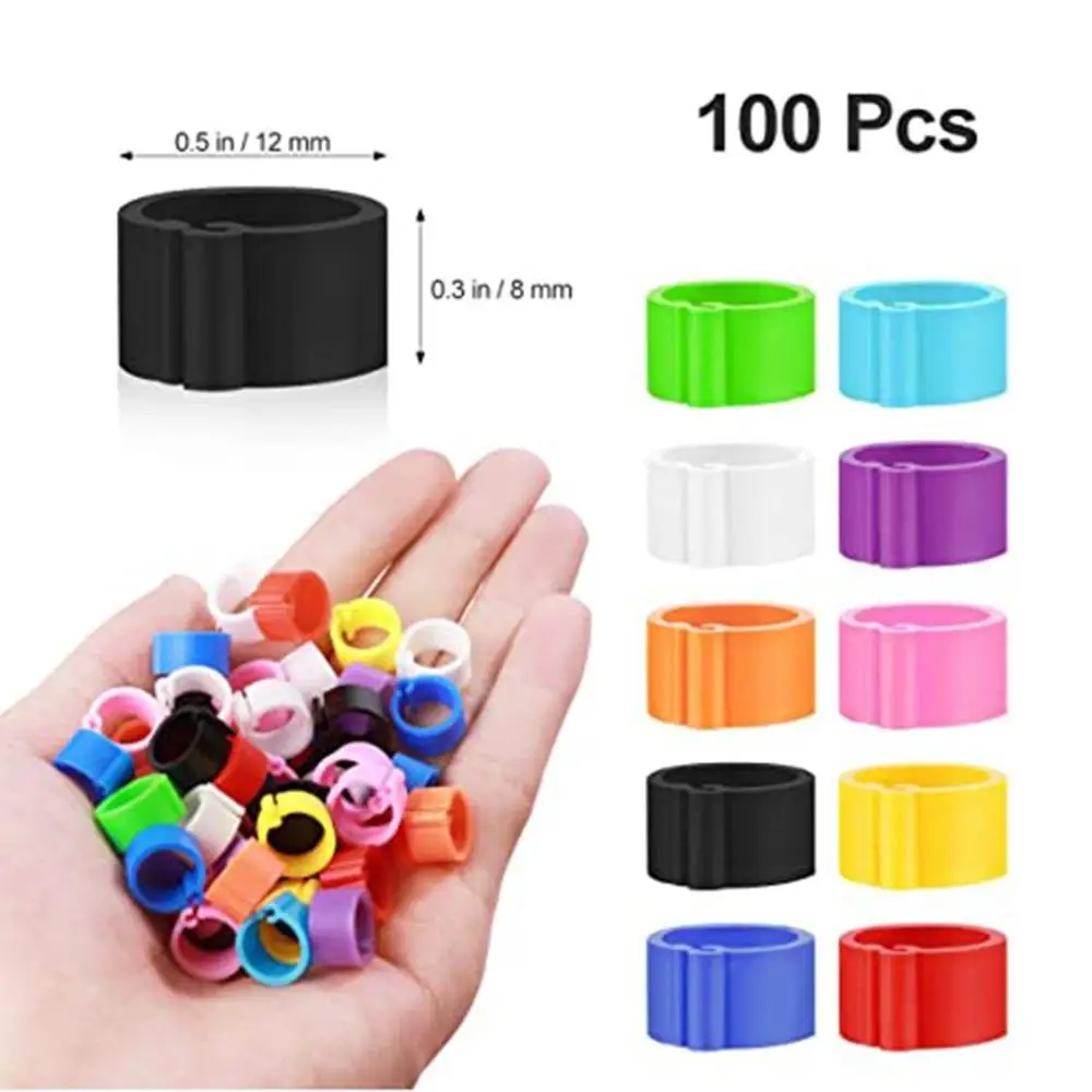 100 Pcs Pigeons Foot Rings Color Random 8mm Bayonet Identification Ring Opening Color Pigeon Foot Ring Pigeon Supplies