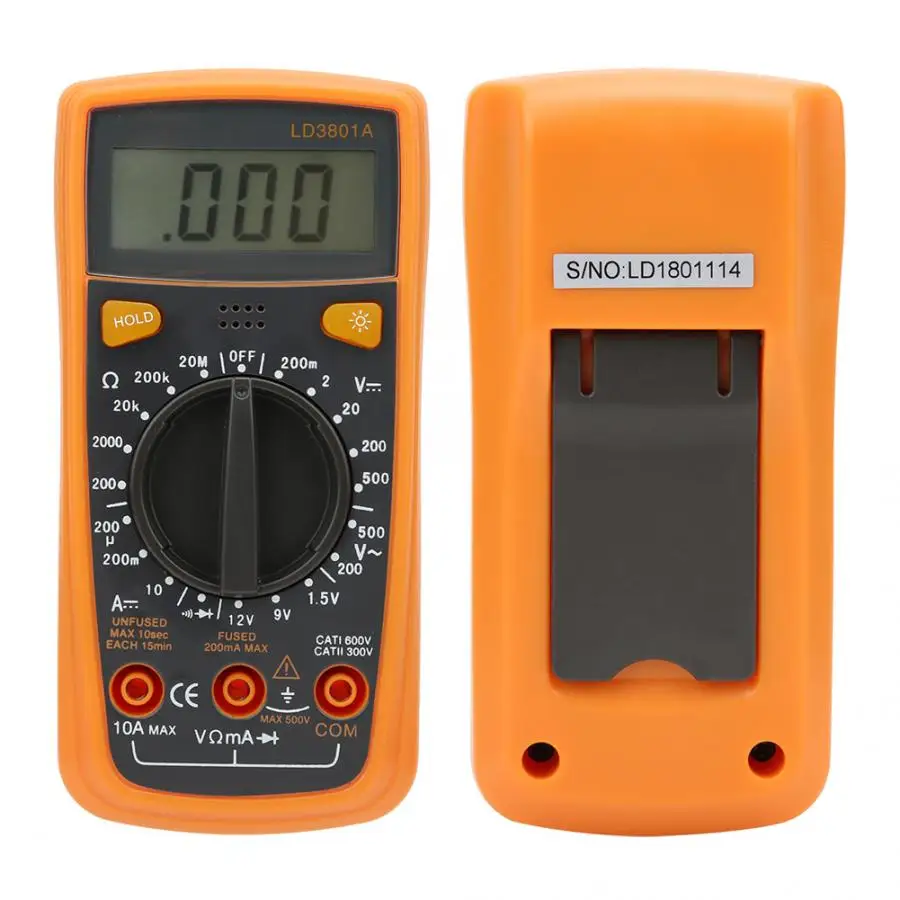 LD3801A Многофункциональный цифровой портативный мультиметр для экрана AC DC Вольтметр для инструментов и лабораторий