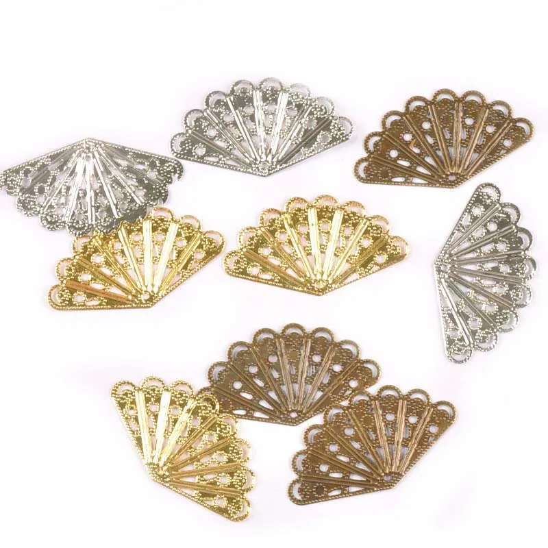 mix Gold/silver/bronze Flower Filigree Wraps Metal Crafts Connectors For DIY Scrapbook Embellishment Handicraft 20Pcs 40x23mm yk0767 - Цвет: mix