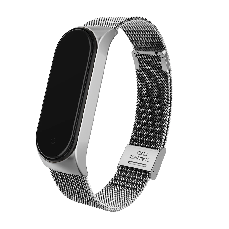 Mi lanese металлический ремешок браслет для mi Band 4 и 3 ремешок для Xiao mi Band 4 и 3 Пряжка ремешок из нержавеющей стали mi Band 4/3 ремешок на запястье - Цвет: Silver