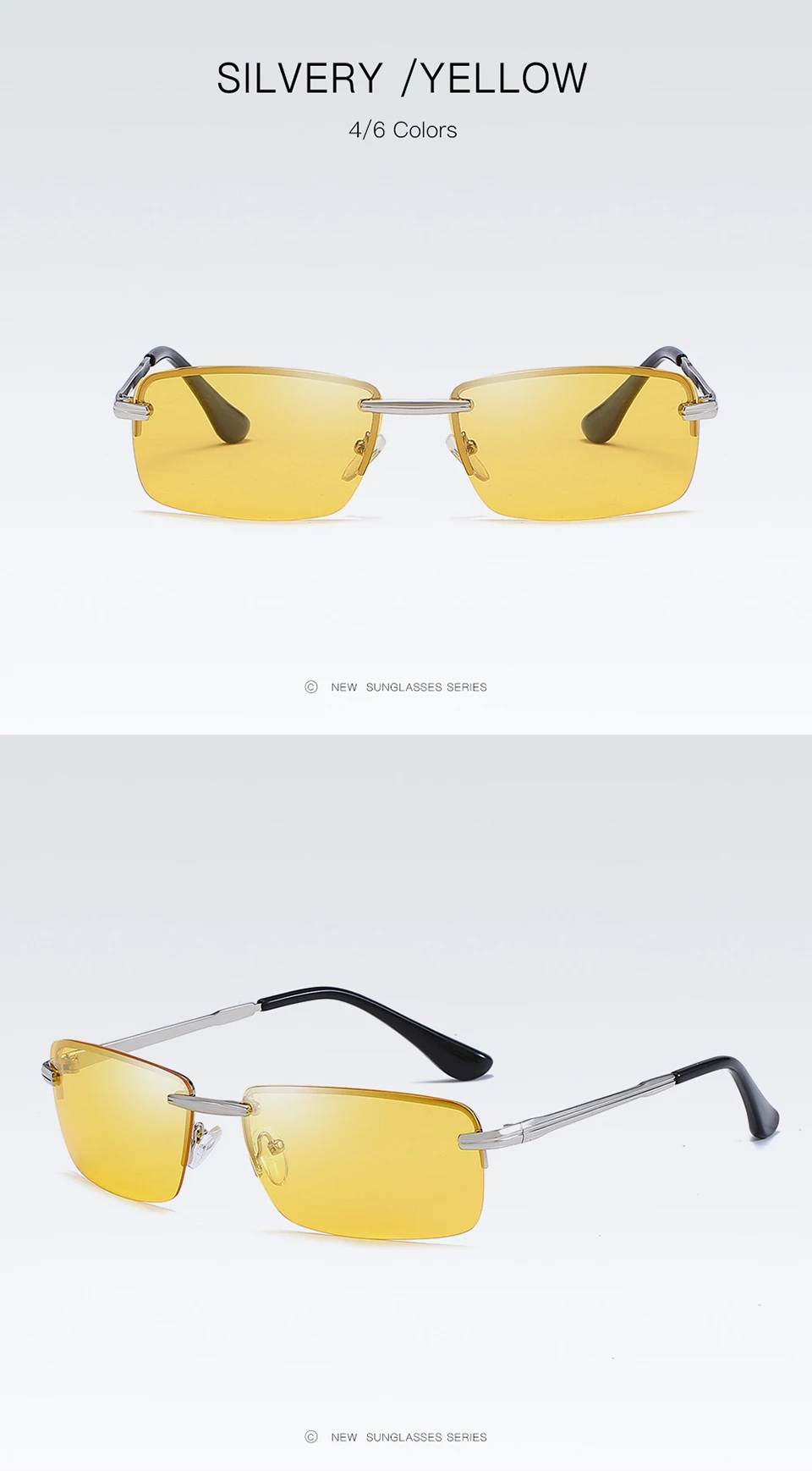 Men Rimless Rectangle Sunglasses Polarized UV Protection Sunslasses Men Brand Drive Glasses Man Sun Glasses Male Change Glass905