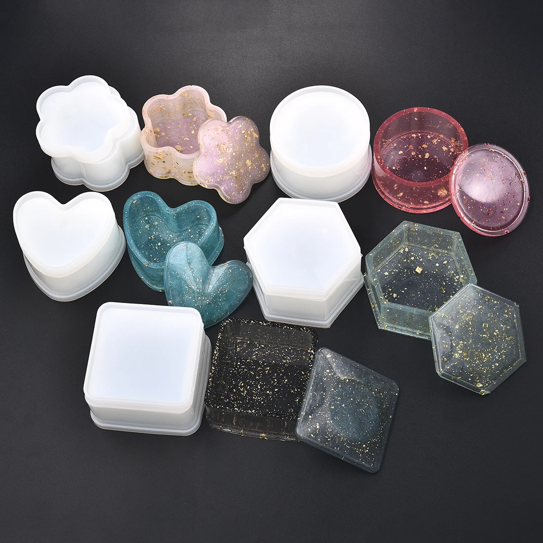 

Storage Box Resin Silicone Mold For Jewelry Making Heart Shape Cut Mold DIY Crystal Epoxy UV Gift Box Jewelry Tools