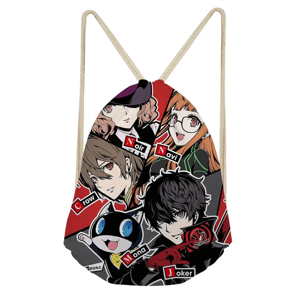 PERSONA 5 Сумки на шнурке для женщин девочек P5 Джокер Печати Шнурок Рюкзак Дети струнный рюкзак дорожный мешочек для хранения Прямая поставка - Цвет: CDGX2177Z3