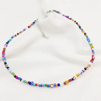 2021 Rainbow Women Short Necklace Fashion Handmade Multicolor Beads Bohemia Women Delicate Choker Jewelry Best Friend Gift