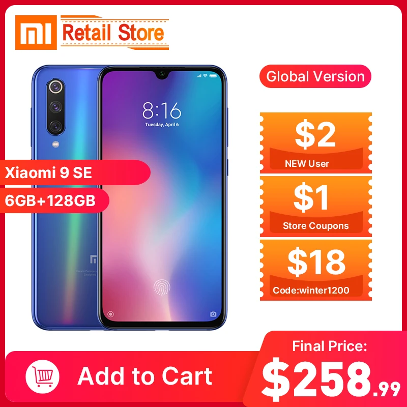 Xiaomi mi 9 SE глобальная версия se 6 ГБ 64 128 мобильный телефон Восьмиядерный процессор