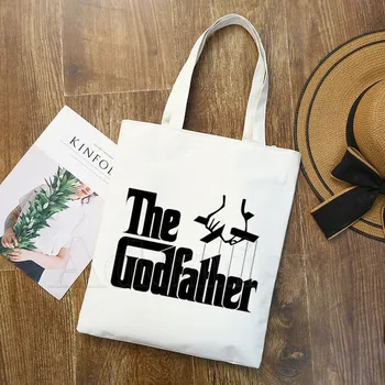 

The Godfather Graphic Cartoon Printed Canvas Shoulder Bag Female Harajuku Funny Large-capacity Eco Environmental Shopper Bag