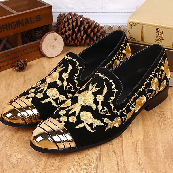 

Shoes Male Genuine Leather Pointed Metal Toe Casual British Style Shoes Men Loafers Full Grain Leather Cow Leather Slip-on