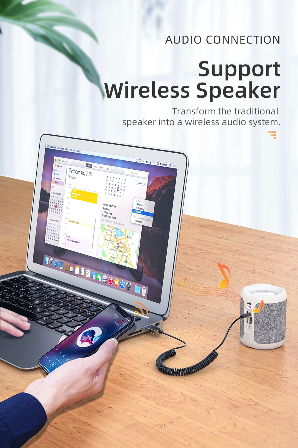 Essager Aux Bluetooth adapteris, wireless speaker