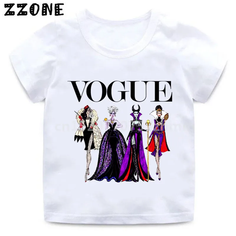 Модная футболка для мальчиков и девочек с героями мультфильмов «VOGUE», «Hocus Pock», «queen», «Злодей», Забавная детская одежда, детские топы, футболка для малышей, HKP5302