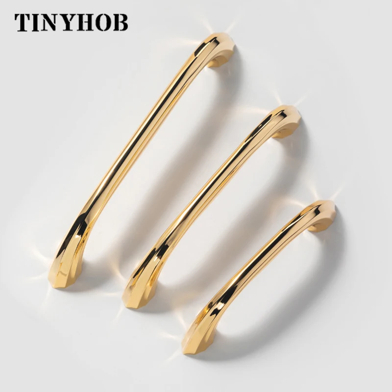 Shiny Gold Wardrobe Knobs And Handles Nordic Style Handles