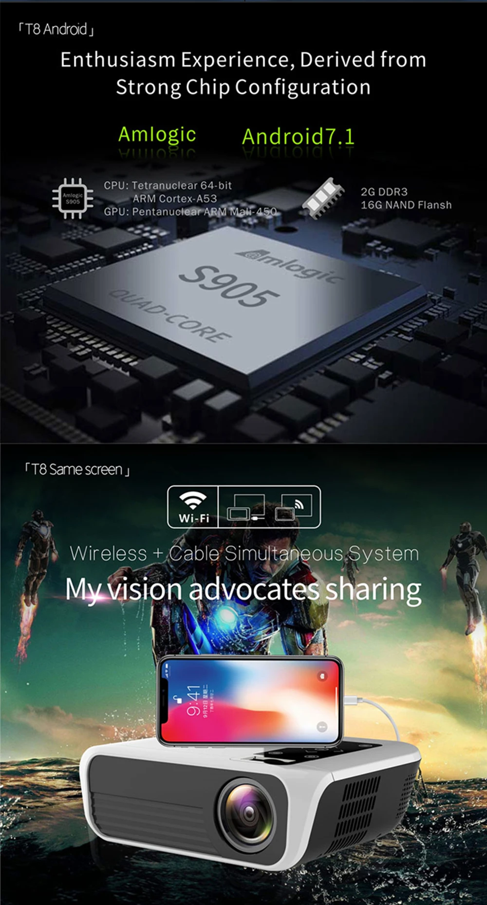 NEW VCHIP ST8 4K Projector mini Proyector For Home Theater LED LCD Supports 1080P WiFi Bluetooth TV USB 3D Portable Media Player smart projector