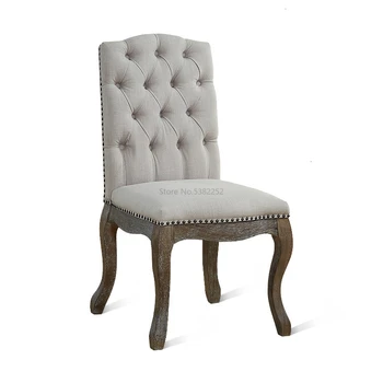 

A Room Wire Drawing Pull Buckle Light Luxurious Hotel Dining Chair Western Restaurant Continuous System Solid Wood Chair Can