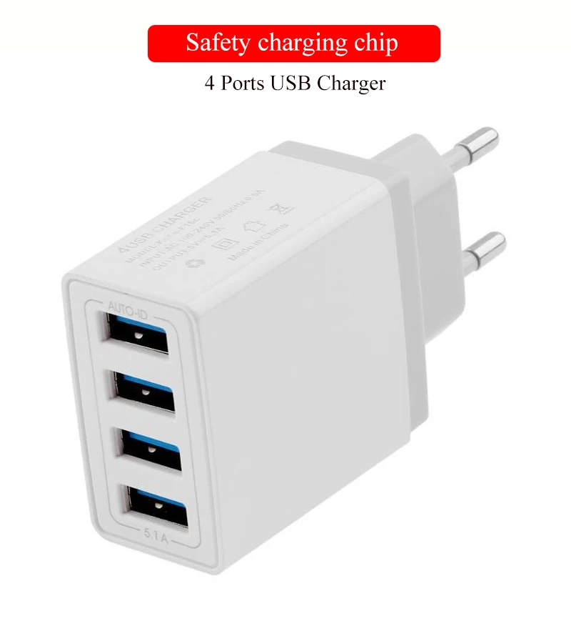 4 порта USB зарядное устройство для xiaomi iphone samsung huawei мобильный телефон