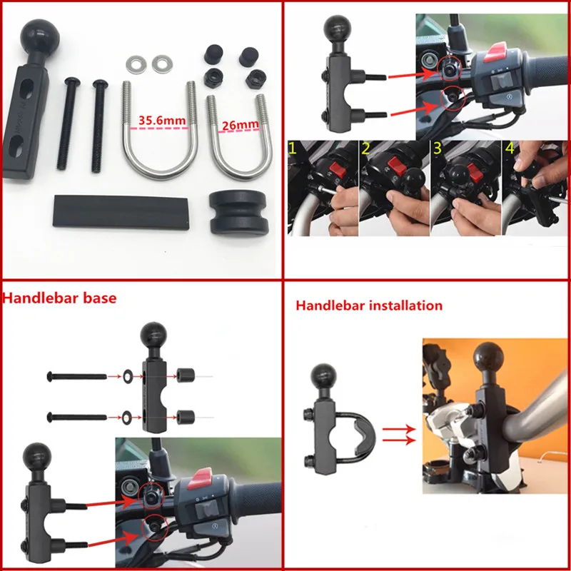 montar titular ajustável motocicleta guiador duplo soquete braço para gopro ram montagem