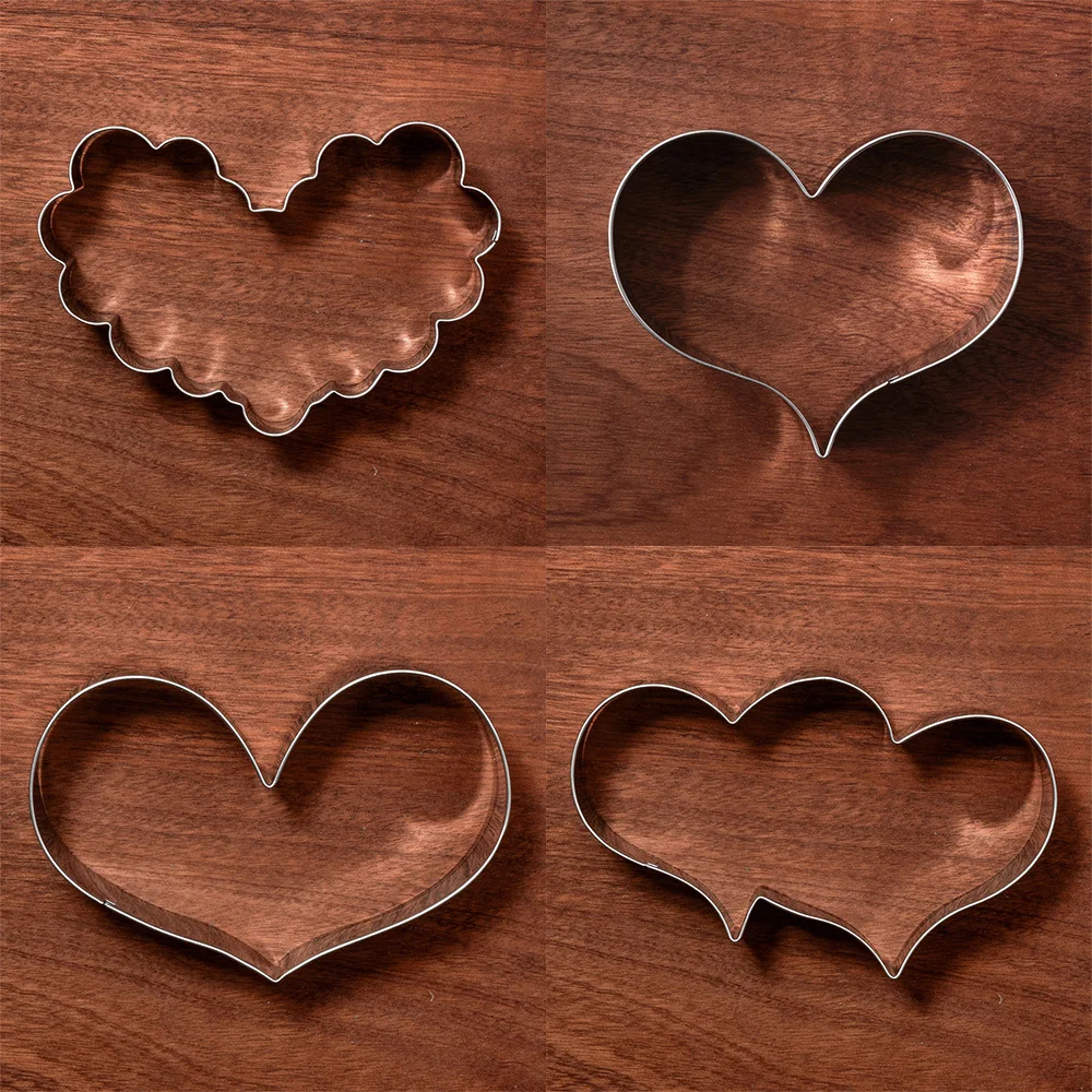 Cookie Cutters 6 Shapes Heart Stainless Steel Mould for Wedding Party Valentine's Day Bread Sandwich