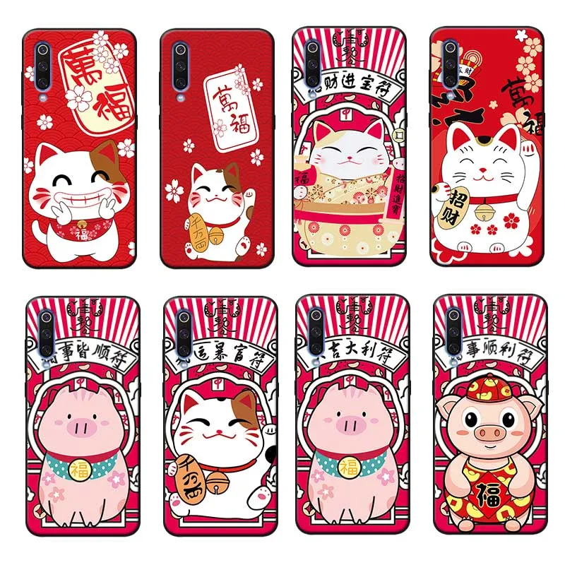 

For xiaomi mi 9 9t se mi 8 pocophone f1 mix 3 Clear Soft Silicone Phone Case Lucky Money cat Funny