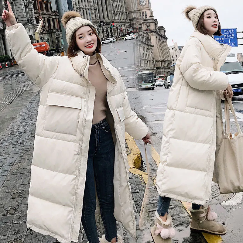 

2018 Winter Korean-style Loose-Fit Slimming Large Size Cotton-padded Clothes Women's Mid-length Hooded Hot Selling Cotton Coat W