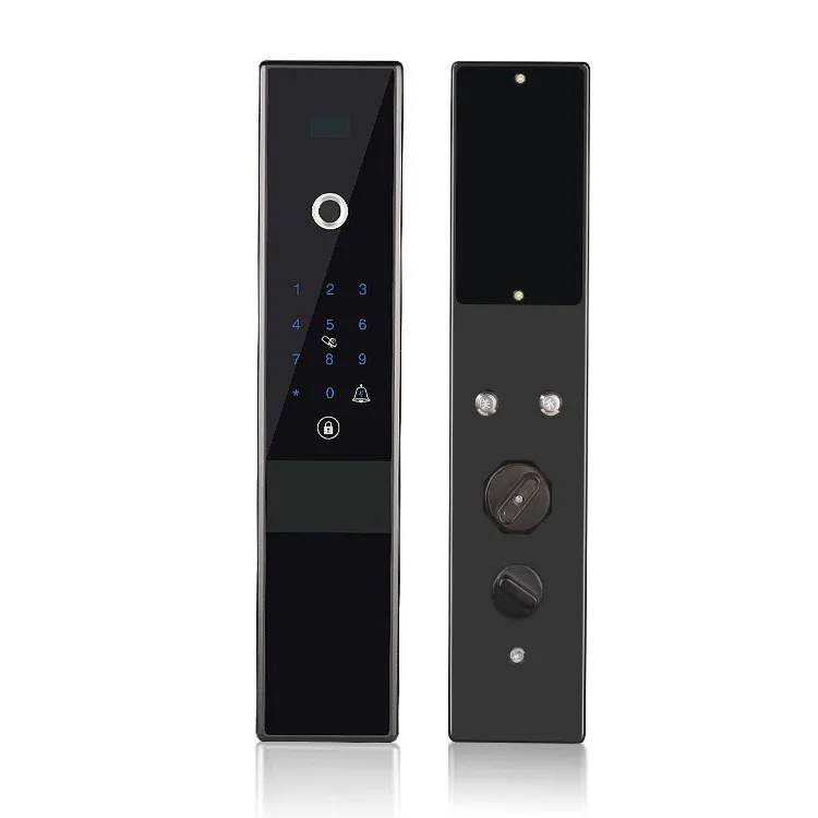 Электронный Bluetooth отпечаток пальца код замка двери, карта, ключ сенсорный экран цифровой пароль замок wifi смарт-замок приложение - Color: classic black