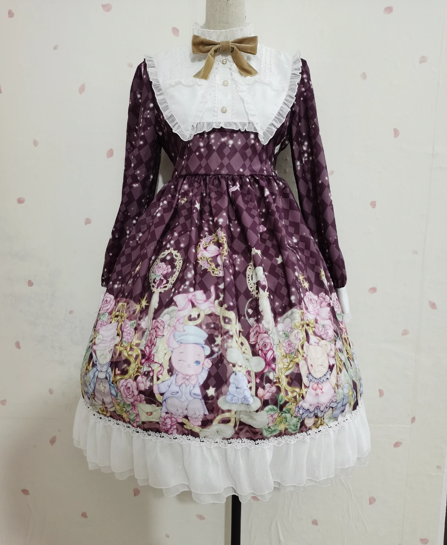 Японские вечерние платья в стиле «лолита» с высокой талией, платье принцессы с принтом в стиле «лолита»