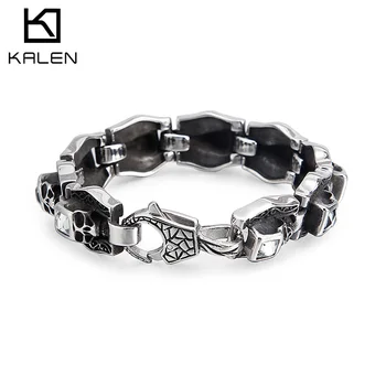 

Kalen Fruit Shaped Gothic Style Strange Men's Stainless Steel Bracelet Skull Head Pattern Jewelry