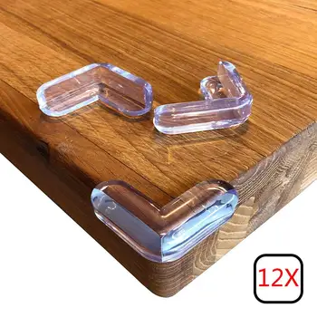 

12Pcs Clear Table Corner Protectors High Resistant Adhesive Gel L-type anti-collision angle the edge cover Protect the baby