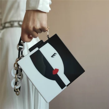 

Geometric Cold Girl ~ Creative Acrylic Square Box Bag clutch handbag