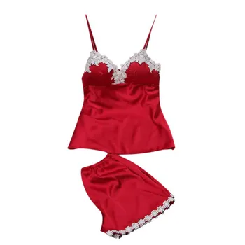 

Women's Sleep Pajama Sets Simulation Silk Nightgown Plus Size Home Sling Pajamas Set For Women Underwear