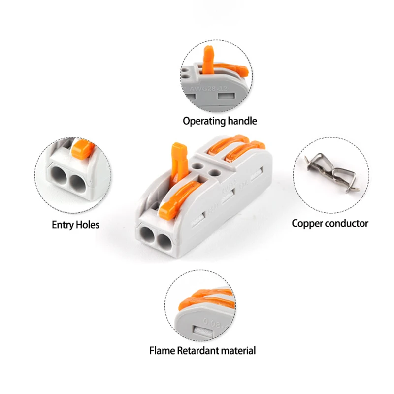 Butt Compact Splicing Wire Connector Plug-in Conductor Terminal Block SPL-2/3 2/3 Pin Mini Quick Wiring Connector 25/50/100PCS wire connector terminals,wire connector,electrical connectors,electrical connector,cable connector