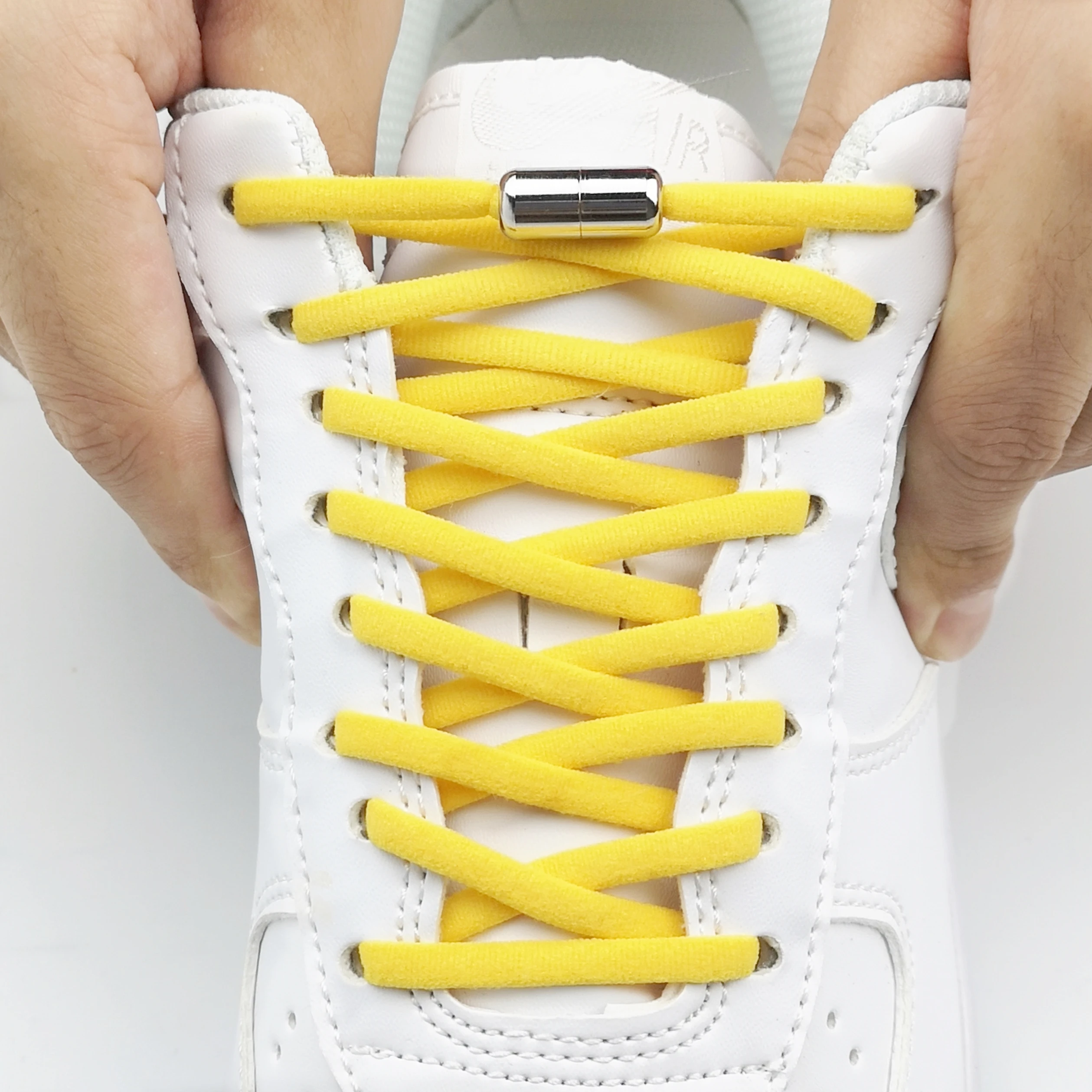 Shoelaces Metal-Lock Lace-Strings Elastic No-Tie Kids Women Adult 1pair