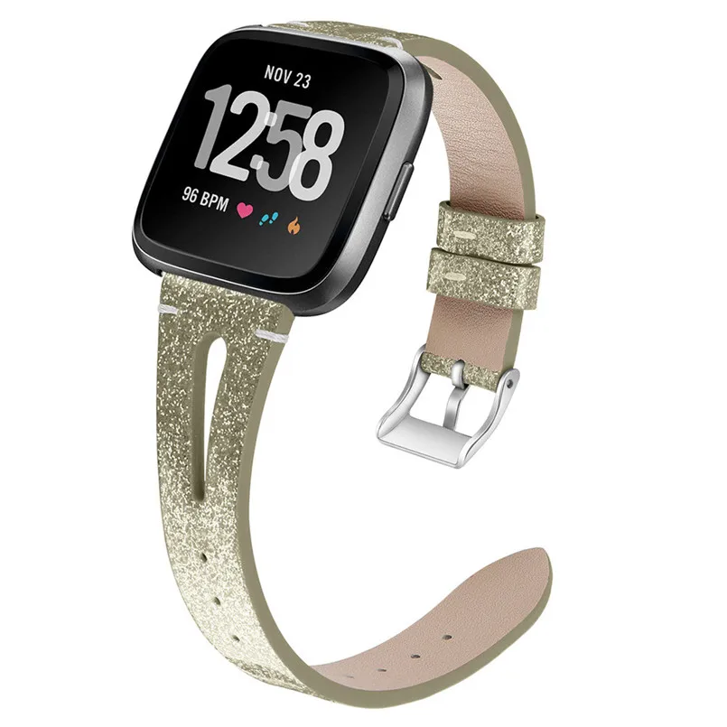Кожаные часы с яркими украшениями Bling Band Браслет сменный ремешок forFitbit Versa Смарт-часы ремешок 40JUL29